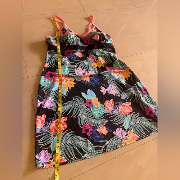Zero X Posur Bra dress bathing suit XL black floral lightweight stretch - Picture 5 of 15